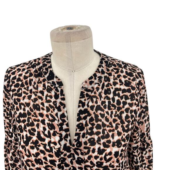 Parker Panther Animal Print Leopard Cheetah Long Sleeve Blouse Size XS - Picture 2 of 14